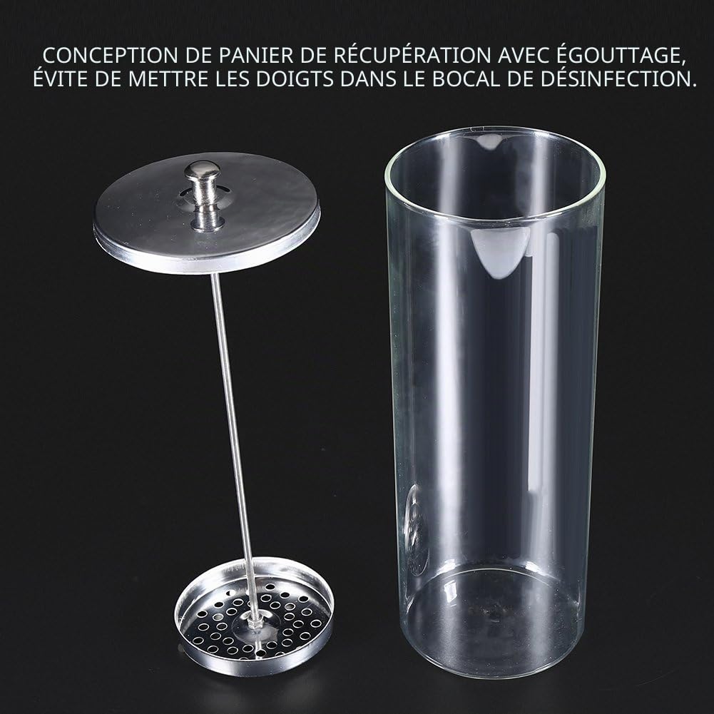 Bocal de désinfection, outils en verre de manucure de pot de désinfectant de récipient de stérilisation pour le salon(02)