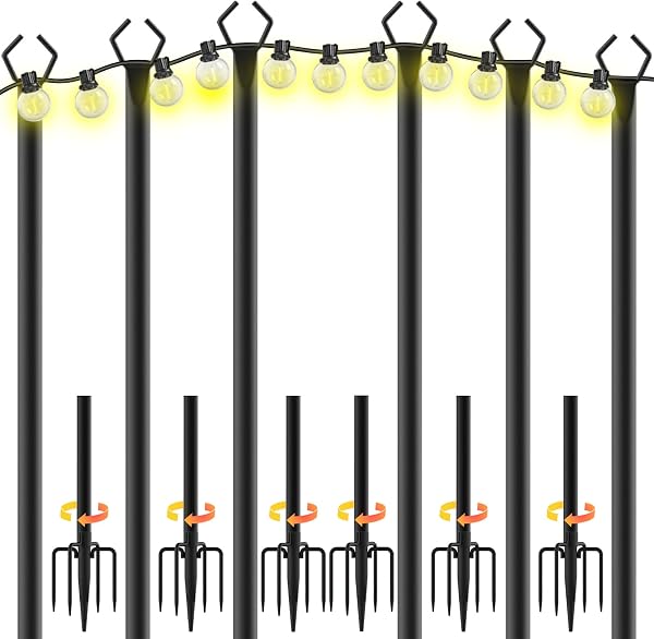Meafular 10ft Outdoor String Light Poles with Fork