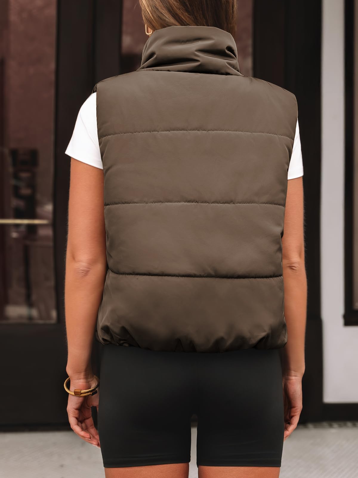 AUTOMET Women‘s Cropped Puffer Vest, Y2K Inspired Sleeveless Gilet for Fall Winter Spring, Casual to Street Outerwear