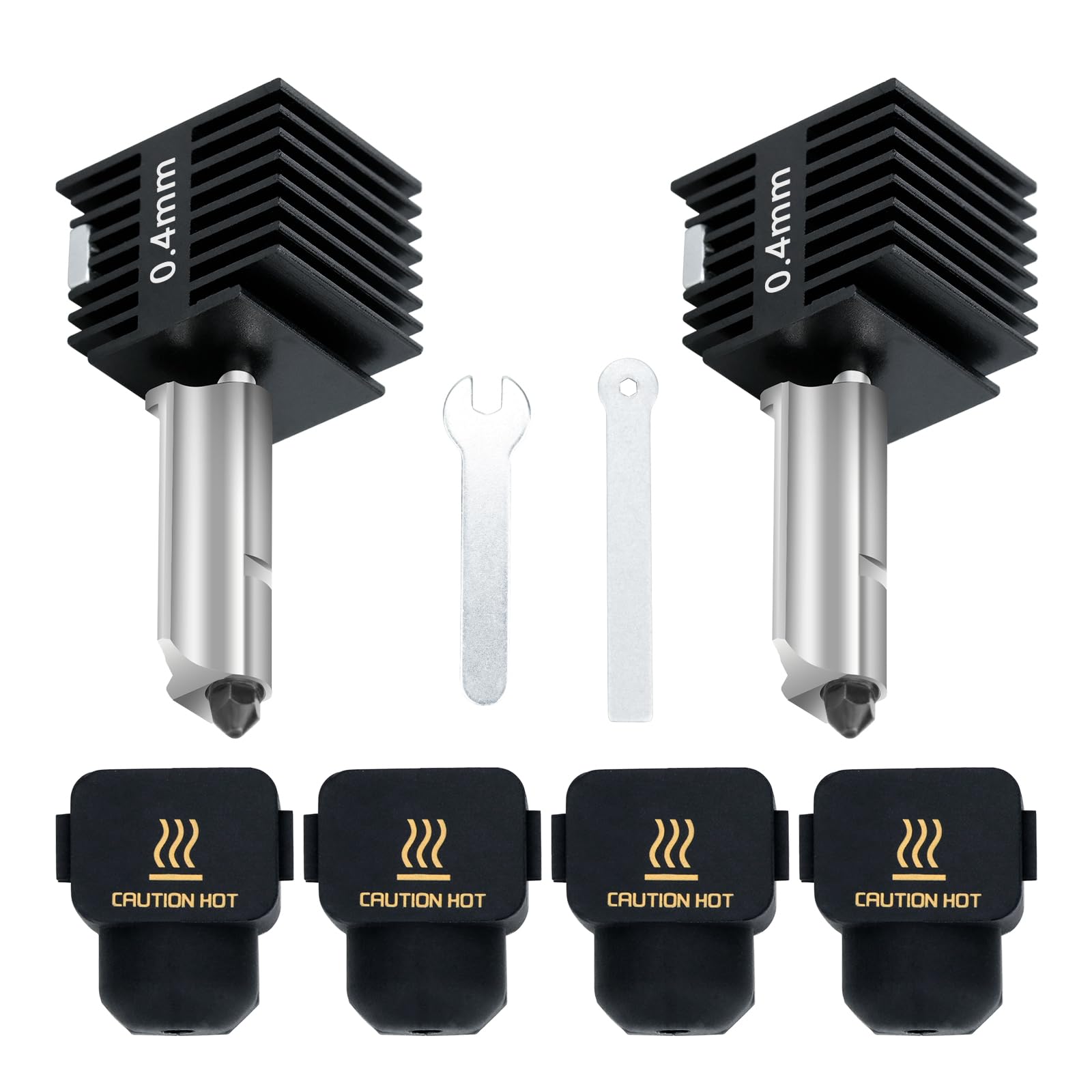 2 Pack A1/A1 Mini Hotend Print Hot end kit with Ceramic Heatbreak Throat Tube, Aluminum Alloy Heatsink & Upgrade 0.4mm Hardened Steel Nozzle,4PCS Silicone Cover Sock for Bambu Lab 3D Printer