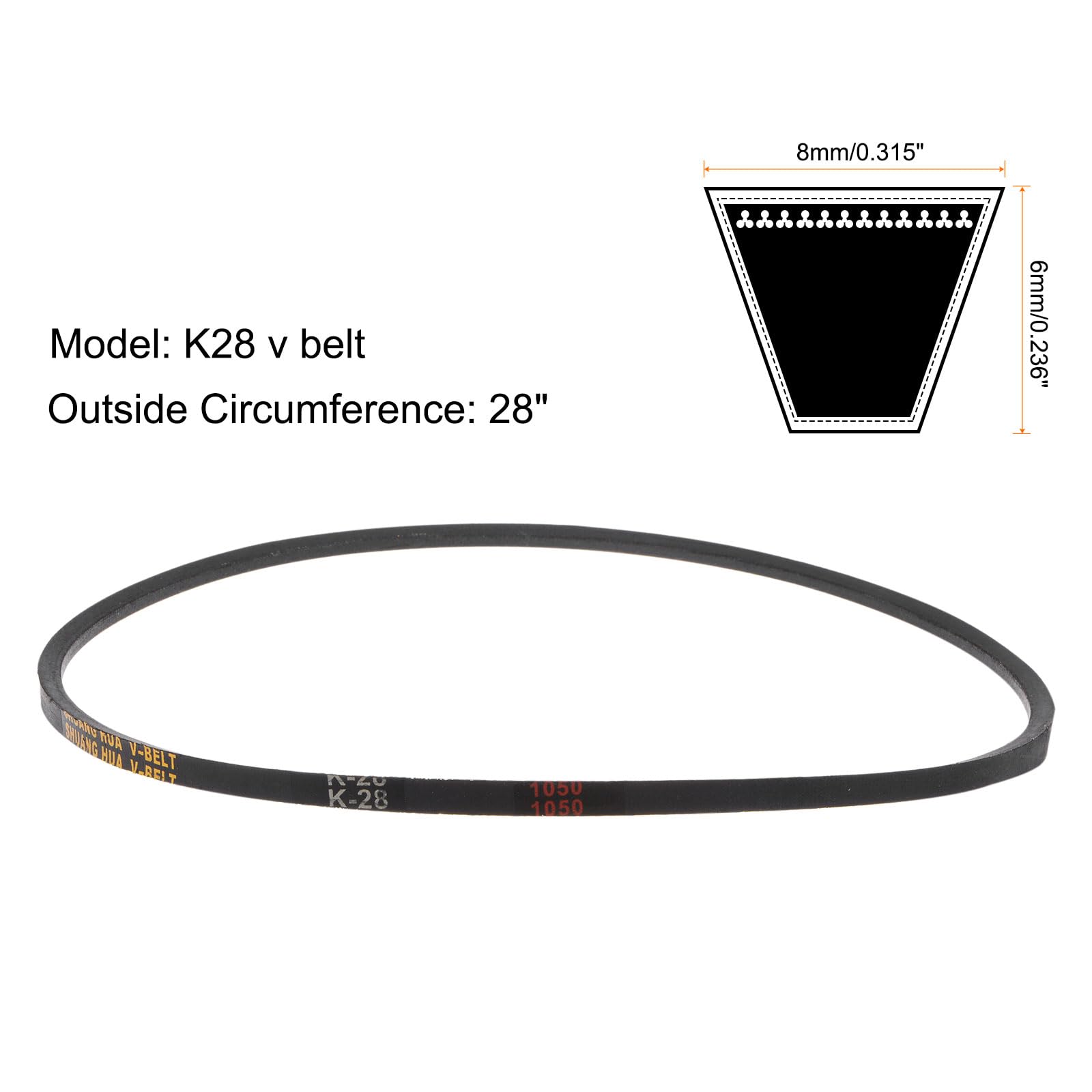 uxcell 3pcs K28 Rubber V Belt, K Section V-Belt 28" Outside Circumference x 0.315" Width x 0.236" Thick, Industrial Power Transmission Belt — Amazon image 2
