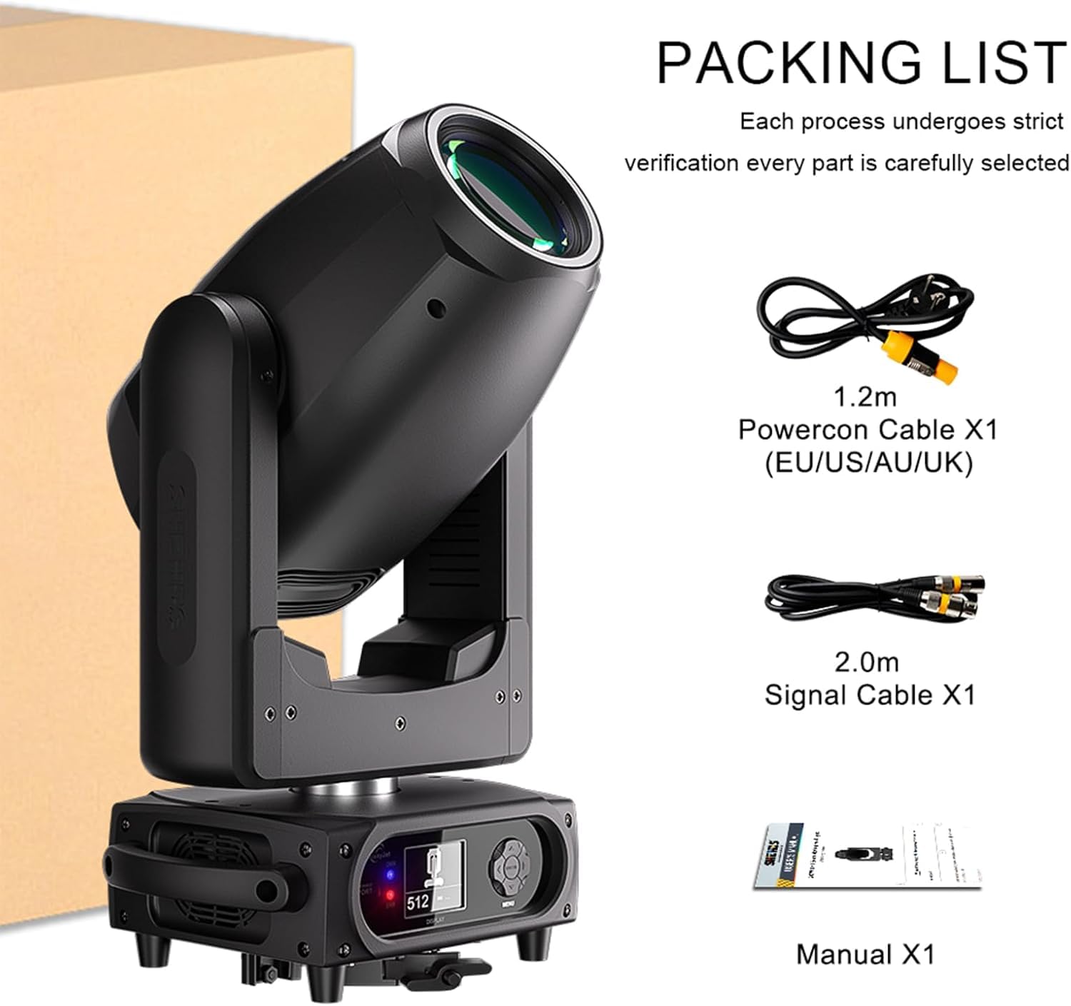 SHEHDS GalaxyJet 300W LED Mouvement Head Light, Beam&GOBO&Wash 3in1, 55000 lx/5m, Effet Prisme 5, Effet Gel, 9 Couleurs, 7 Gobos Rotant, DMX512 pour Fête, KTV, Spectacle de scène