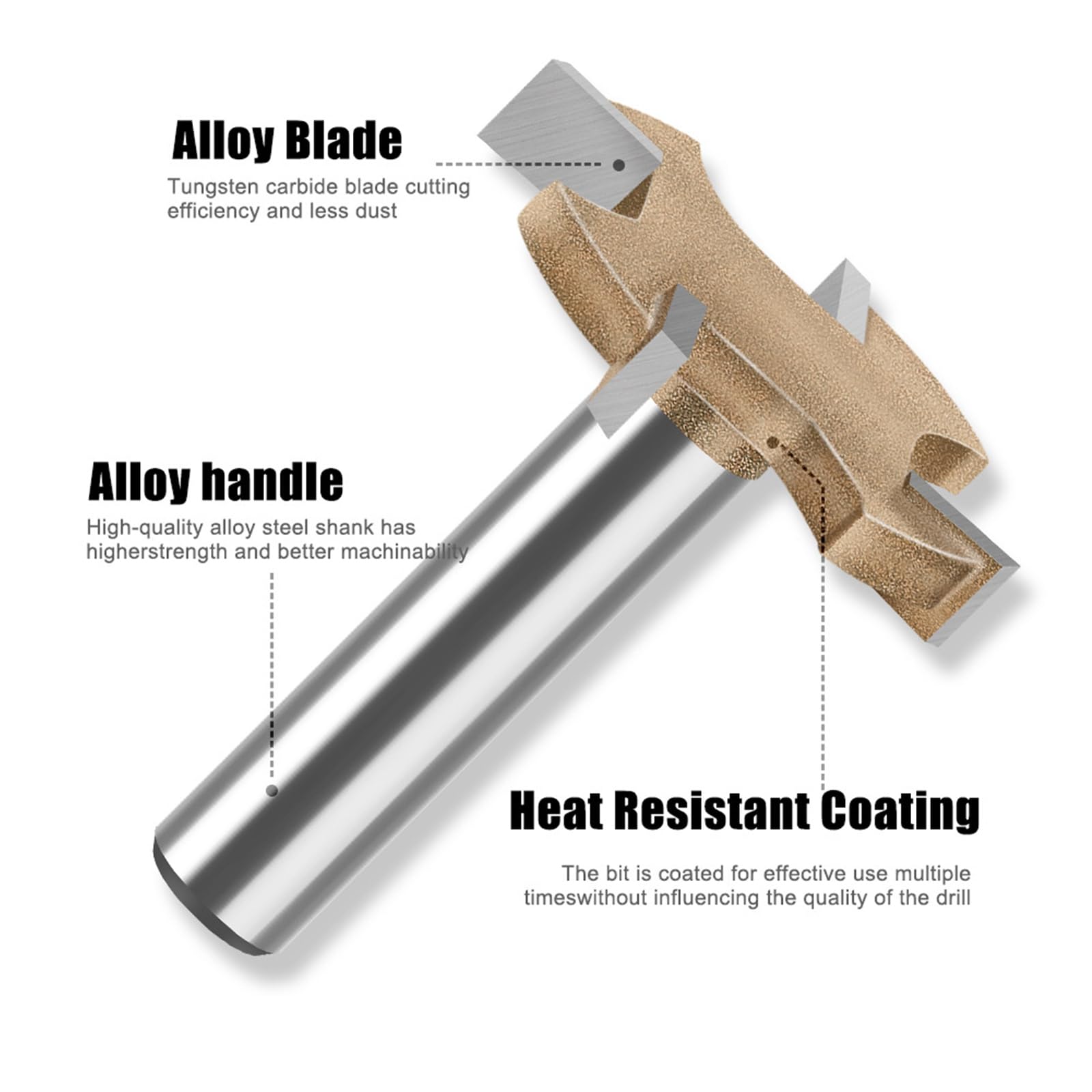 Broca de enrutador de ranura en T de 4 flautas de 8 mm con punta de carburo para tallado de madera y trabajos de carpintería, broca de enrutador resistente con ranura en T