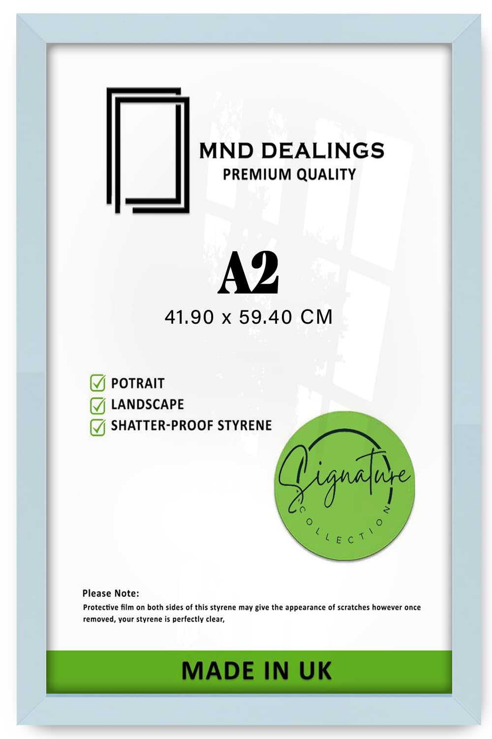 Mnd Dealings Grey | Classic Mdf Light Poster Frame | A2 (41.90 X 59.40 Cm) Wood Finish, Rectangle | Backboard & Perspex, Metal Clip Included 23 X 16 - [ Light ]