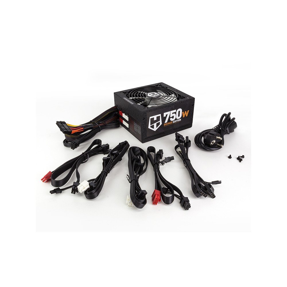 Nox Hummer 750W -NXHM750BZ- Fuente de alimentación 750W, certificado 80 PLUS Bronze, cableado modular, ultra silenciosa, ventilador 140mm, color negro