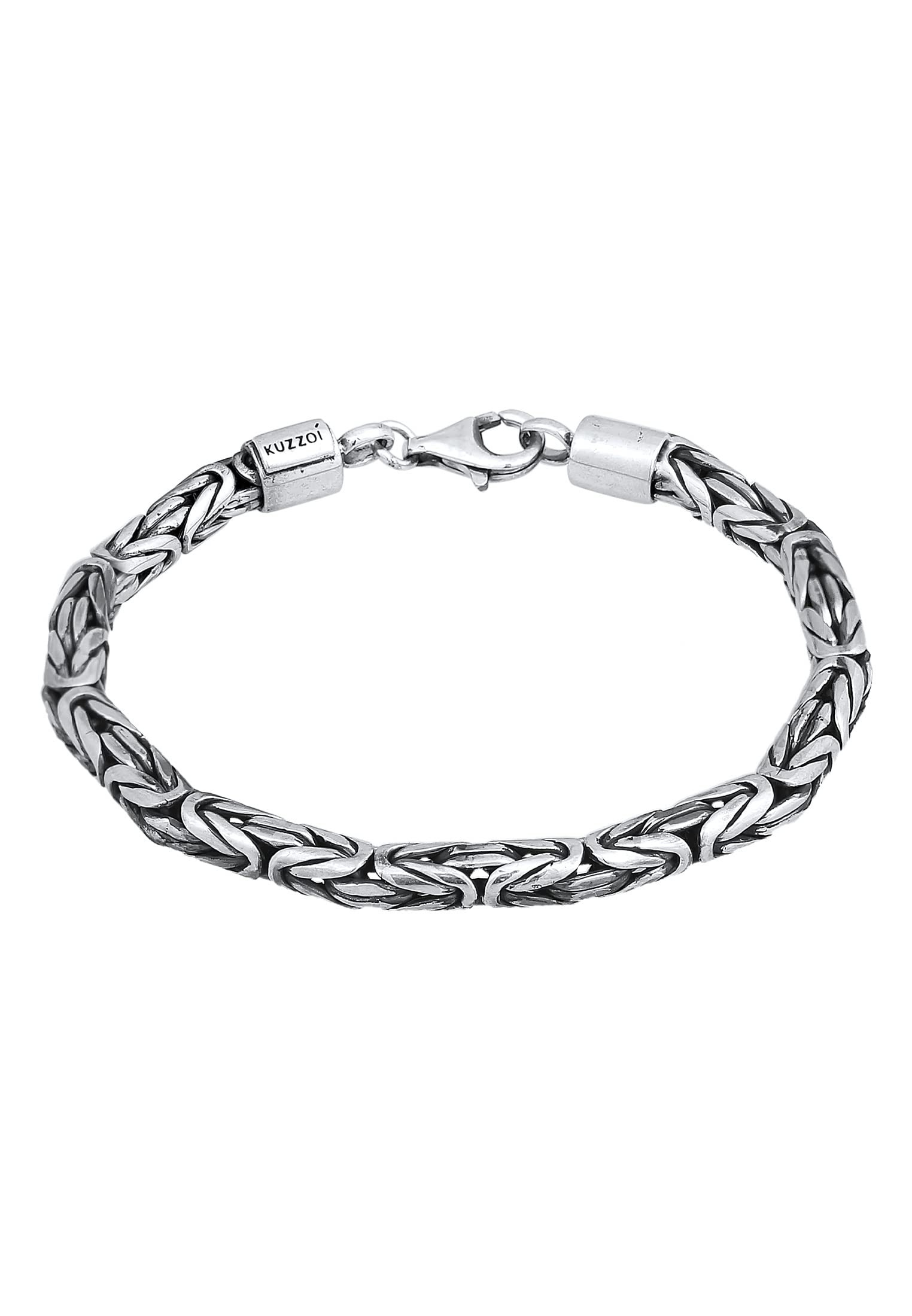 Buddha Silver Bracelet for Men, Handmade Byzantine Chain Bracelet (5 mm) Made of Oxidised 925 Sterling Silver, Solid Byzantine Bracelet for Men, 26.3 g, 19 centimeters, Sterling Silver