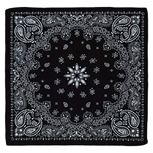 Bandanna Classic Paisley Print Black ~ Wearable Art 100% Cotton - Scarf Bandana