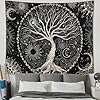 Betylifoy Albero della Vita Luna e Sole Arazzo Appeso a Parete Nero Mandala Psichedelico Arazzo da Parete Stellato Decorazione da Parete Hippie per Camera da Letto (Albero, 130x150cm) #4