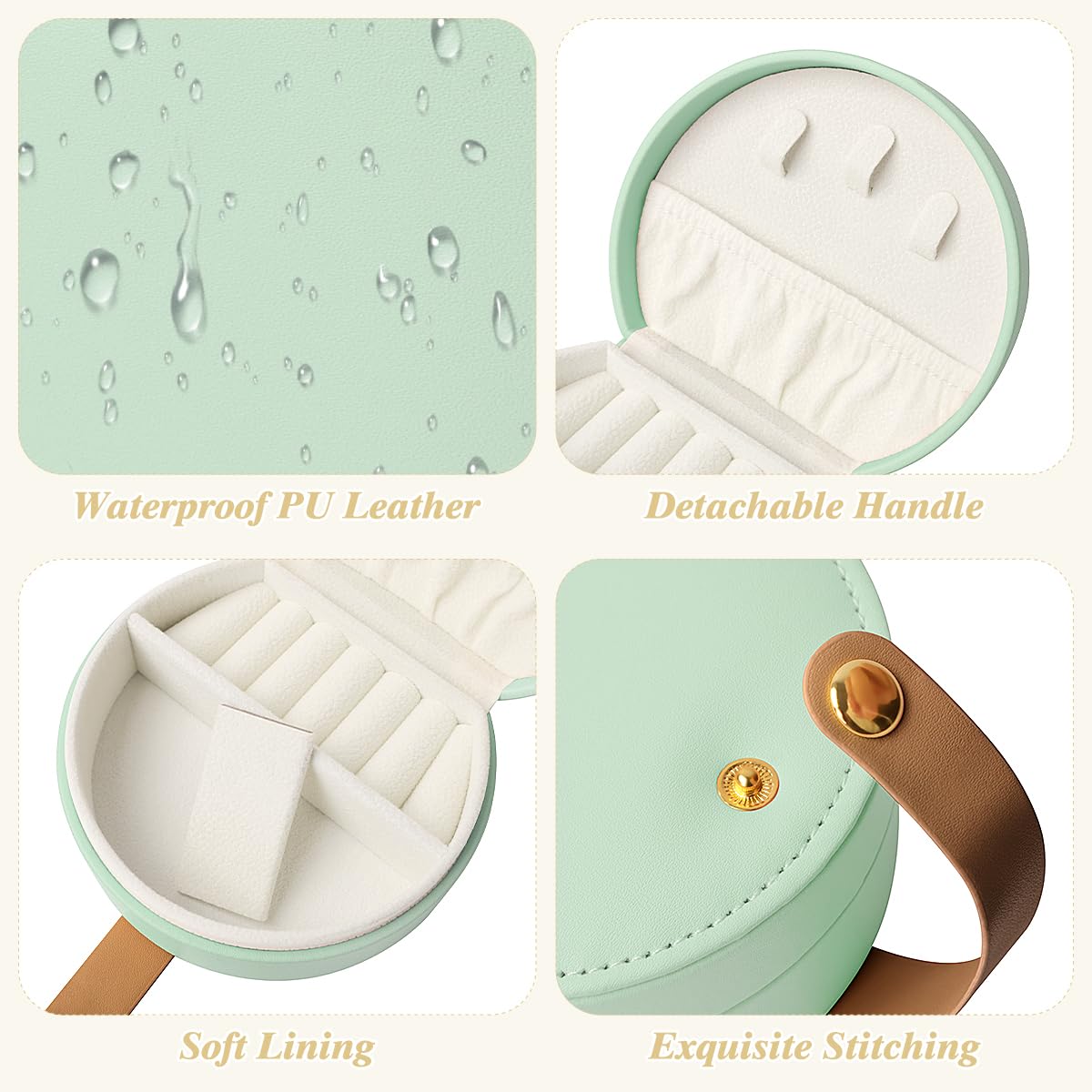 étui Bijoux Portable Mini Boîte à Bijoux Voyage BELICOO - Cuir Synthétique - 5 Compartiments - 10x9x4 Cm Boîte Voyage 10x9x4cm