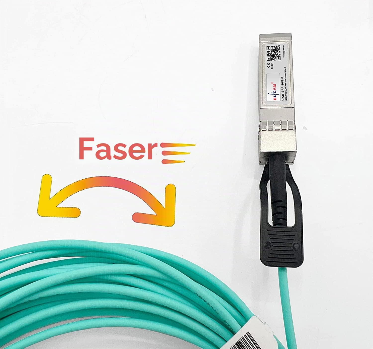 Elfcam® - 25 Meter 10Gb SFP+ Aktives Kabel OM3-10G AOC Kabel - SFP+ auf SFP+, SFP-10G-AOC Kompatibel, 25m