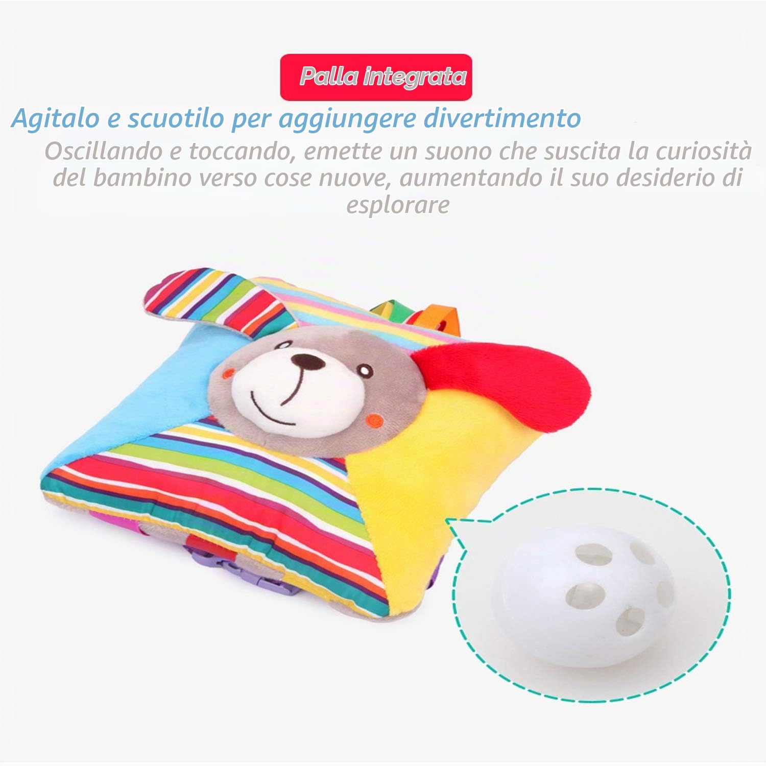 EZLink Peluche morbido da viaggio, giocattolo con fibbie, abilità di vita di base, gioco di attività di viaggio per bambini