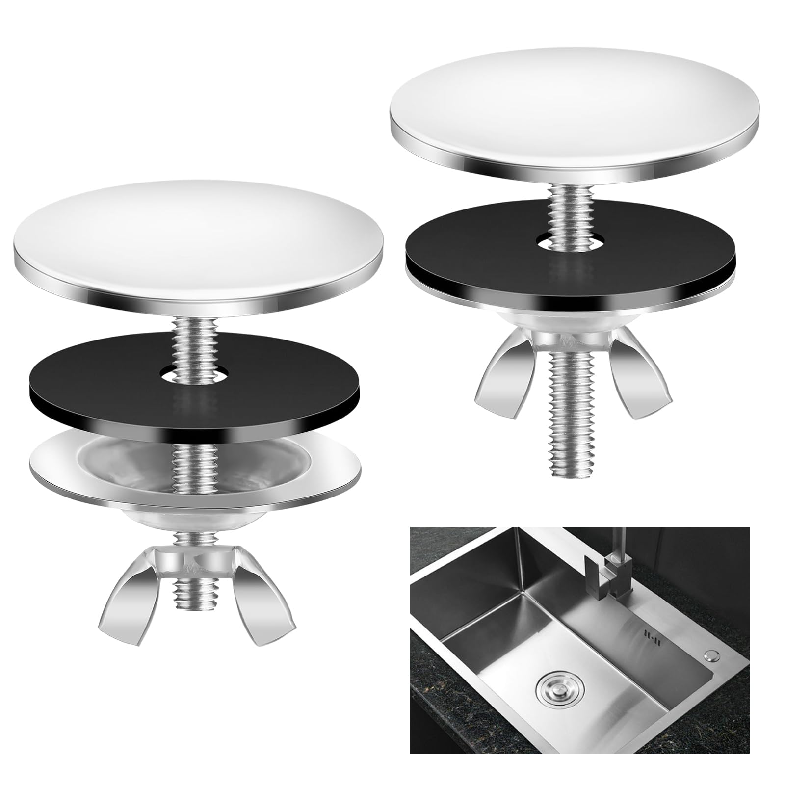 Amazon.com: 2PCS 2 Inch Sink Hole Cover, Stainless Steel Kitchen Sink ...