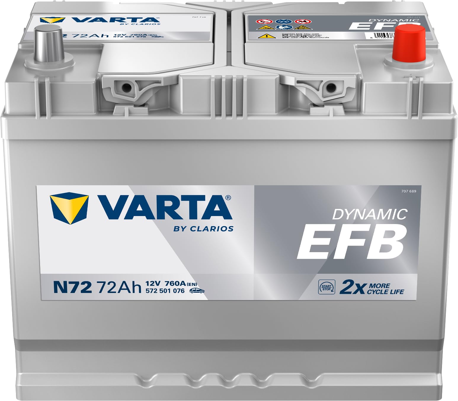 Batería Varta N72 Blue Dynamic Efb. 12V - 72Ah/760A (EN) Caja D26 (261x175x22...