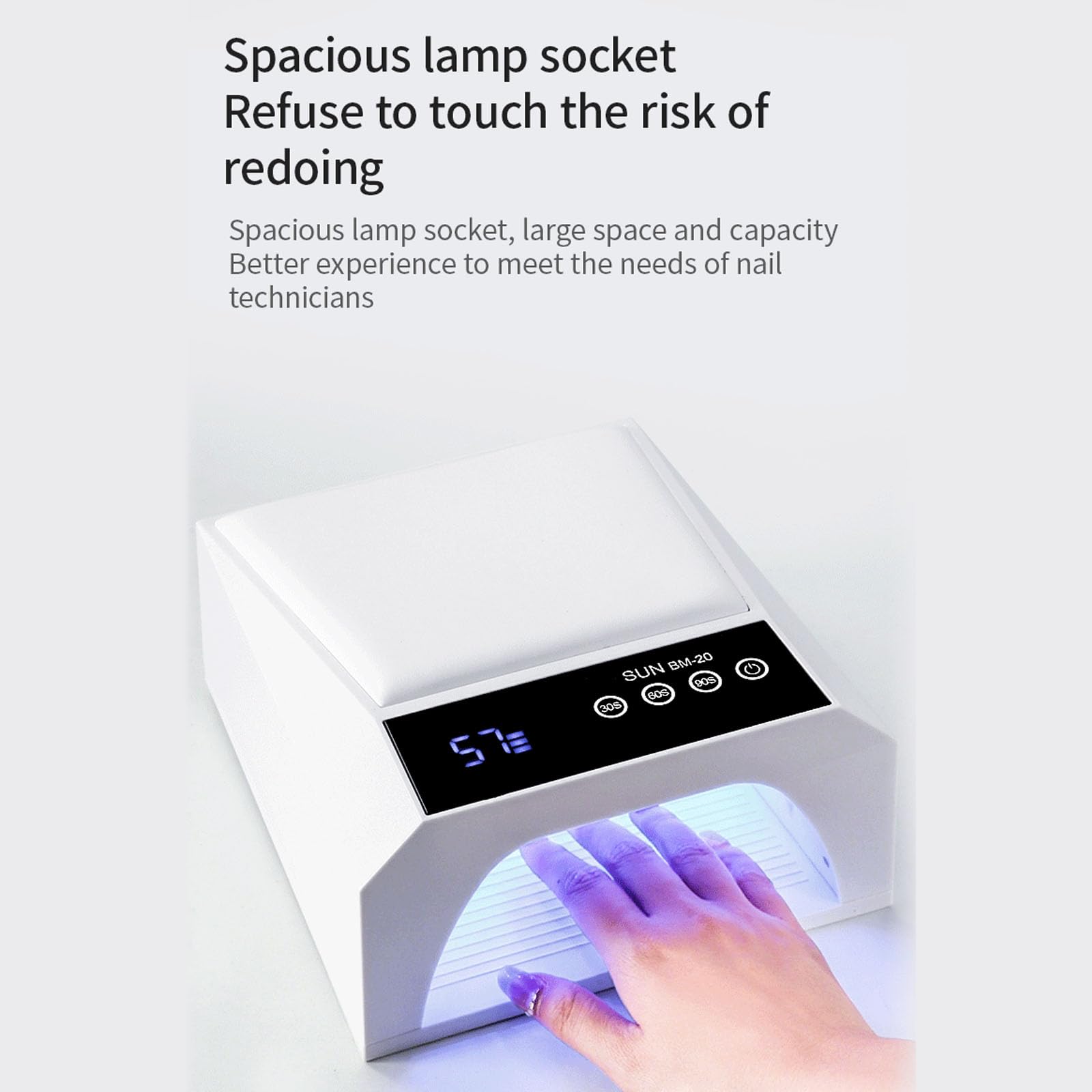 Lampada UV senza fili ad alta potenza per unghie con batteria ricaricabile e poggiapolsi inclinato per una rapida polimerizzazione del gel, lampada professionale senza fili per unghie