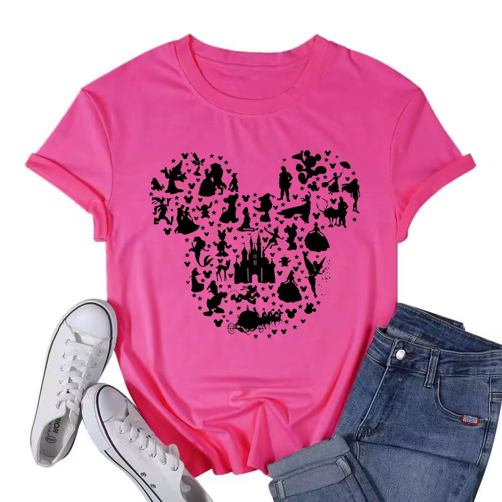 DitcnolarWomen Magic Kingdom Castle Shirt Castle Fairy Graphic Tee Women Casual Vacation Holiday Short Sleeve Tee Top