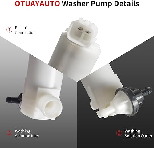 Vista 35 de OTUAYAUTO - Repuesto de bomba de limpiaparabrisas para Acura/Honda/Suzuki, Factory OE Style con ojal 89001132