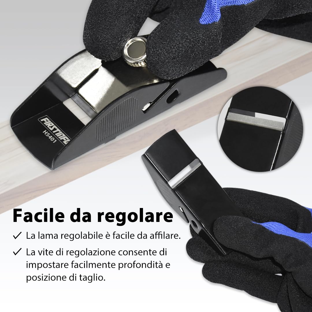 FIRSTINFO H5401 | Mini Pialletto Manuale in Acciaio Leggero | Pialla per Rifinitura del Legno