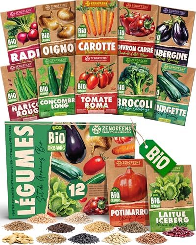 ZenGreens® - Kit de graines de légumes bio - 12 variétés pour une...