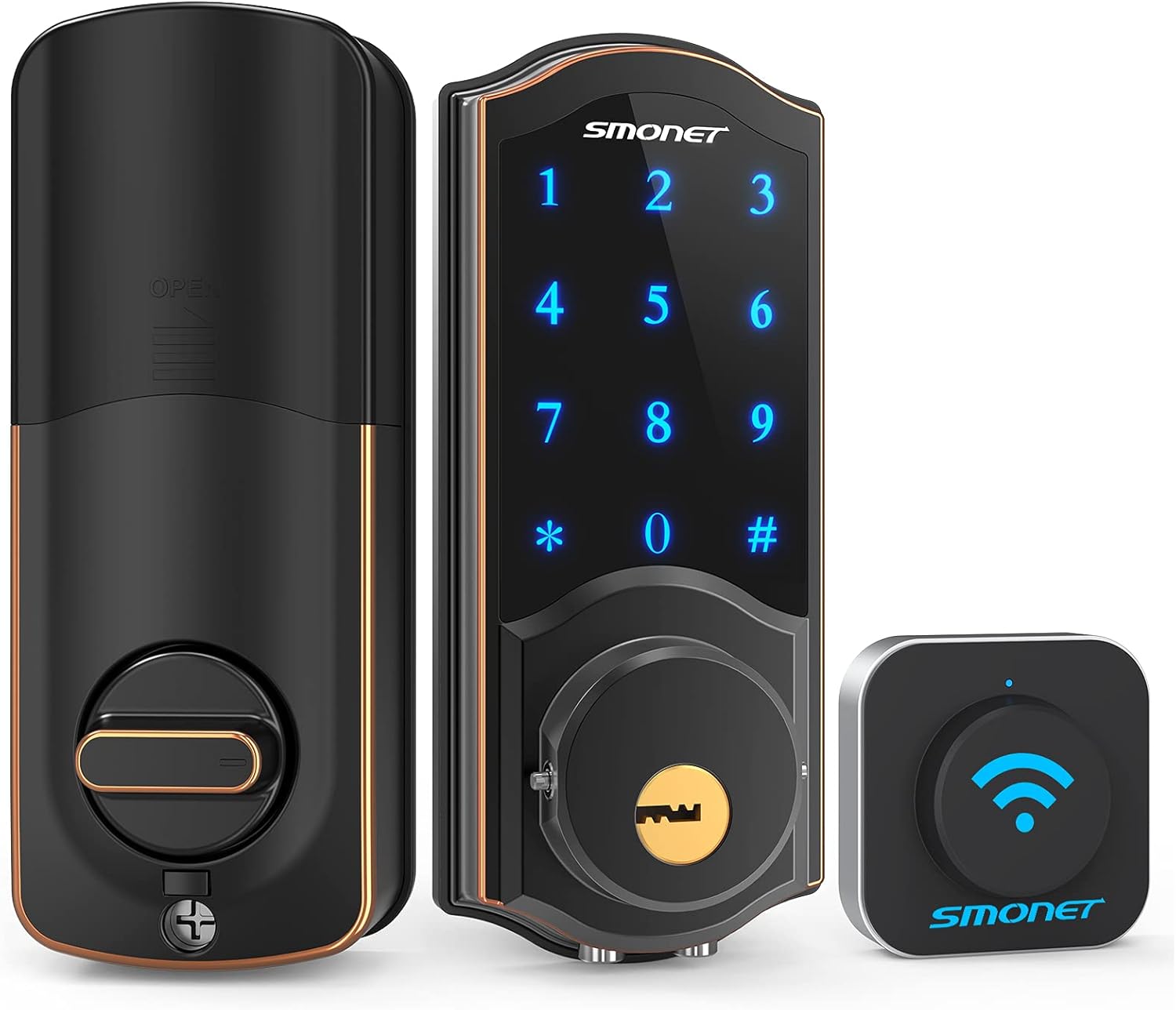 🛒 Flash Sale WiFi Door Lock,SMONET Remote Control Smart Deadbolt, Digital Electronic Keyless Entry Locks Bluetooth Touchscreen Auto Lock with Gateway Hub, Work with Alexa,APP,Code,Key for Home Front Door,Black Holiday Deals 🛒 WiFi Door Lock,SMONET Remote Control Smart Deadbolt, Digital Electronic Keyless Entry Locks Bluetooth Touchscreen Auto Lock with Gateway Hub, Work with Alexa,APP,Code,Key for Home Front Door,Black