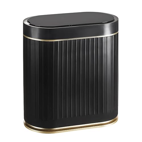 ELPHECO Slim Bathroom Trash Can with Lid, 2 Gallon Black