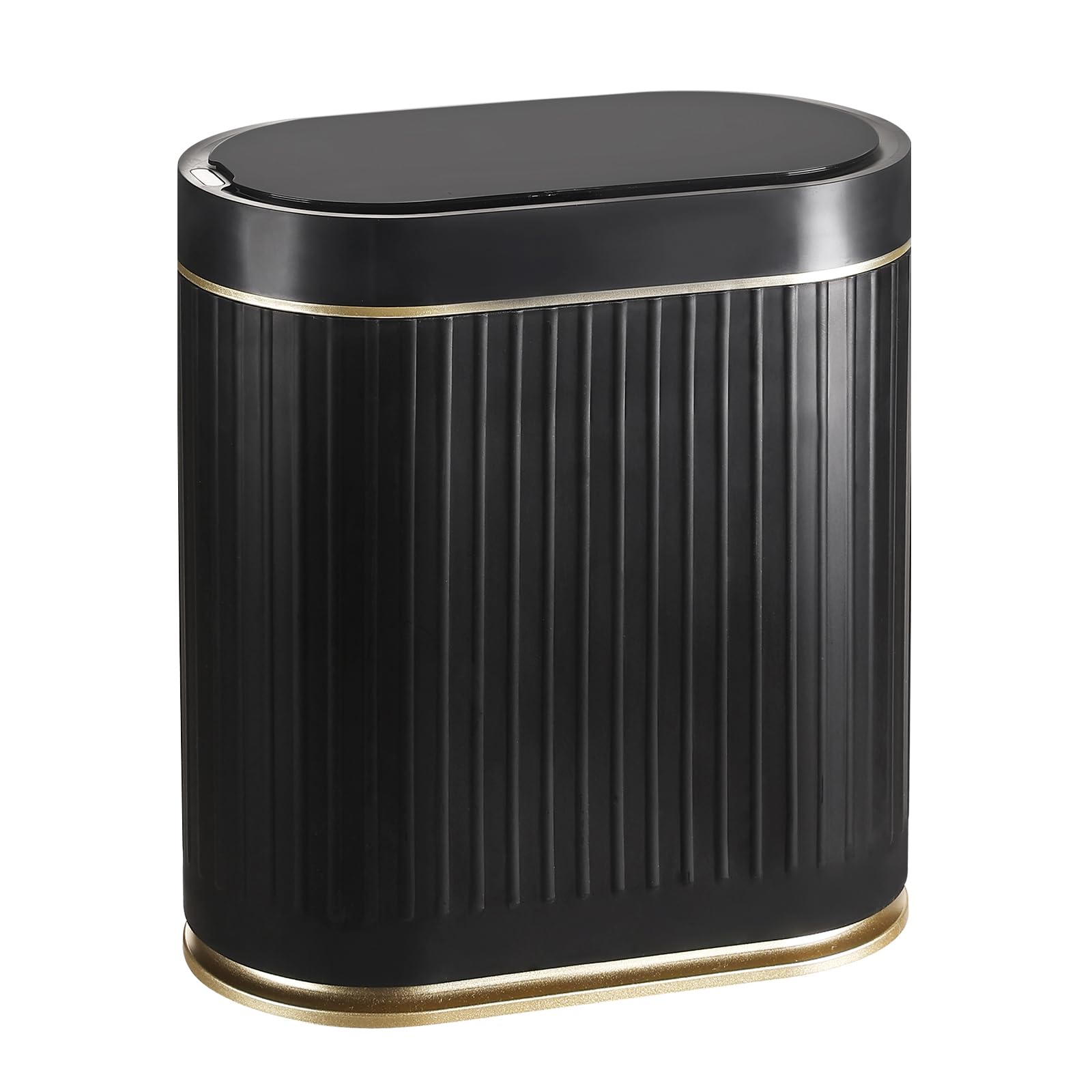 ELPHECO Bathroom Trash Can 2 Gallon Plastic Smart Garbage Can Waterproof Wastebasket Bathroom Decor Narrow Garbage Bin with Automatic lid for Bedroom,