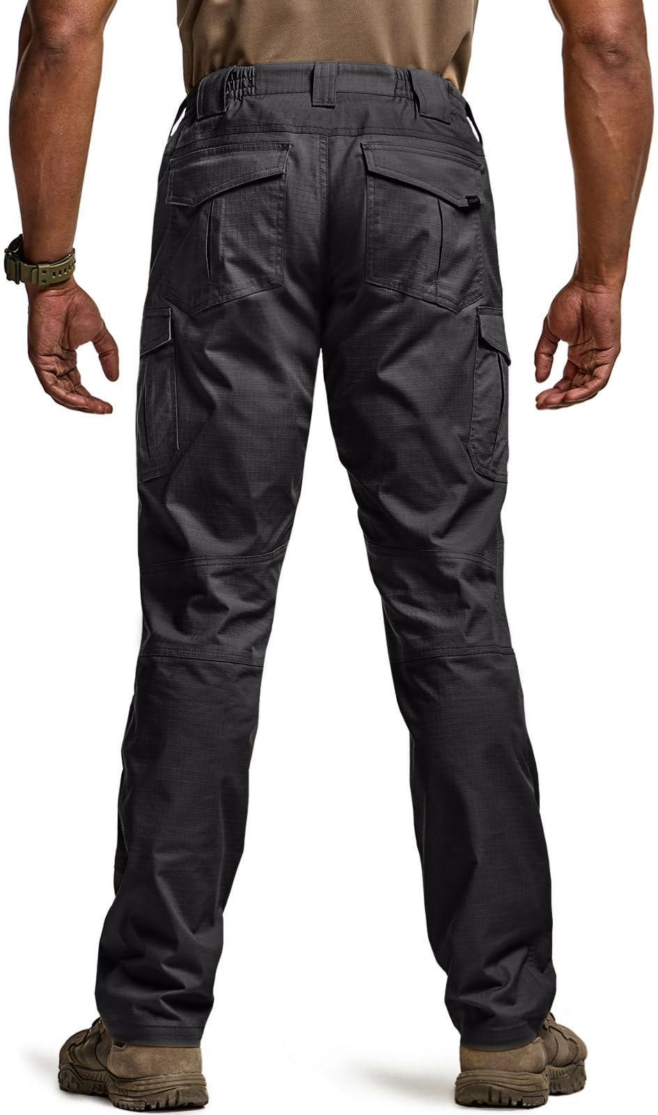 CQR Men's Flex Ripstop Tactical Pants, Water Resistant Stretch Cargo Pants, Lightweight EDC Hiking Work Pants — view 2