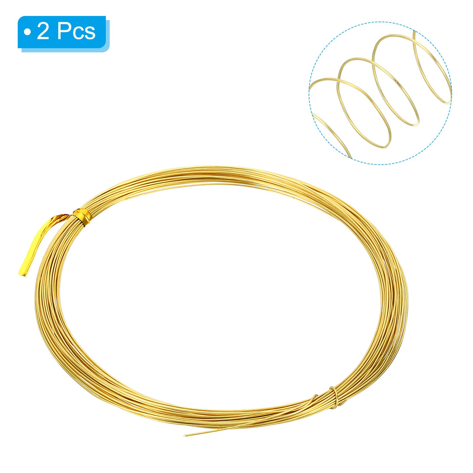 PATIKIL Half Hard Brass Wire, 2Pcs 24Gauge/0.5mm Diameter 10m/32.8ft Pure Craft Wire for Jewelry Making Beading Garden Plants - Image 3