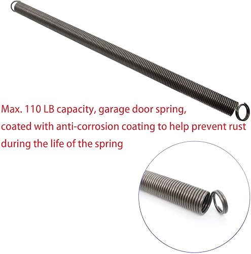Miniatura 3 de Resorte de extensión de puerta de garaje con doble bucle resistente, 110 libras, resorte elástico para puerta de garaje para reemplazar el resorte