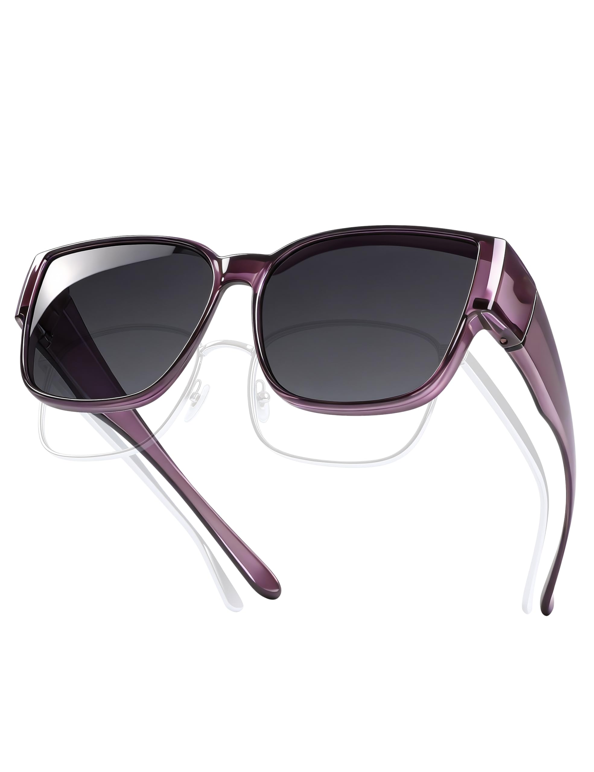 TINHAO Polarised Fit Over Sunglasses for Men Women, UV400 Over Glasses Sunglasses, Lightweight 24g TR90 Oversize Fitover for Driving Fishing
