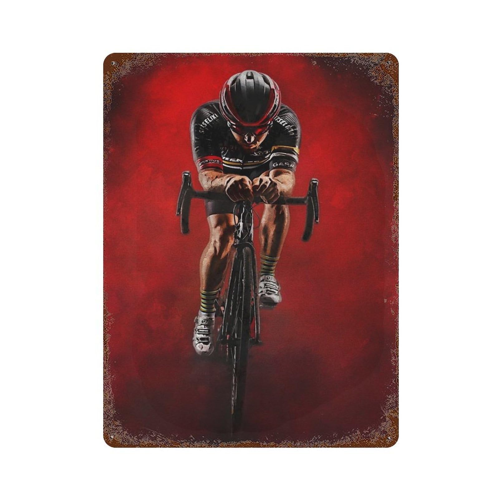 Splatter Bike Racer Rust Effect Tin Sign 15.7"x11.8", for Bistro, Counter And Cafe Decor, Shabby Chic Decor
