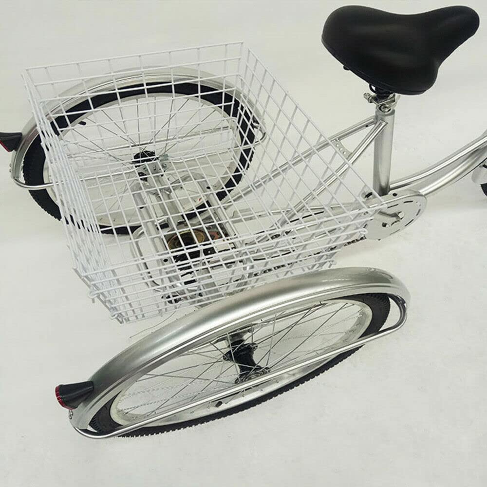 Tricycle 6 vitesses pour adultes - 6 vitesses - Avec panier à provisions + lumière LED - Convient pour les voyages, le cyclisme et le shopping - Pour hommes et femmes