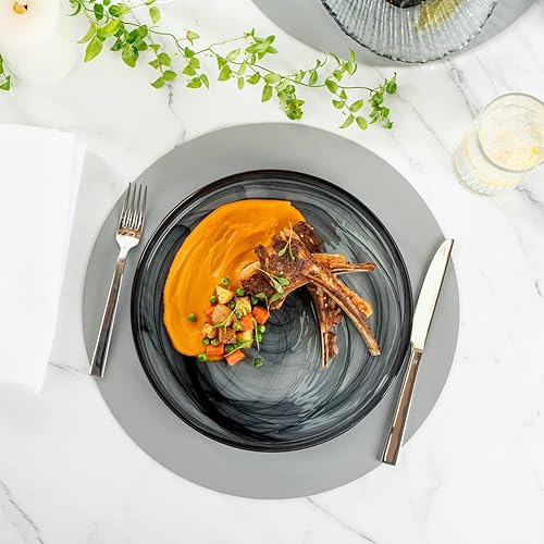 Miniatura 8 de Restaurantware Vetri - Plato de vidrio de 11 x 11 x 1.2 pulgadas, 1 plato de servir único y duradero, con patrón de remolino, vajilla de alabastro