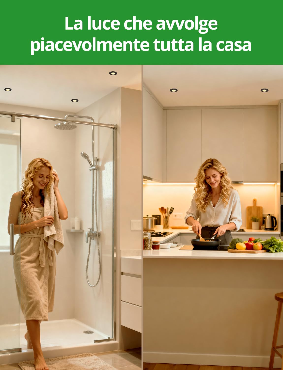 HOMEOW Faretti da Incasso Faretti per Cartongesso Ø68mm - 80mm Faretto LED Soffitto IP44 for Bagno Nero Interno, Recessed Spot Lights for Kitchen Orientabili AC 220V - 240V 4.7W 760LM 3000K, Set di 6