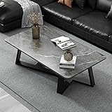 mesa de centro rectangular de madera MATERIAL DE ALTA CALIDAD: ¡Una superficie de mármol de imitación en toda la superficie de la mesa, mientras que un marco de acero garantiza una robustez óptima para sus llaves, libros y cualquier otra chuchería que elija exhibir!