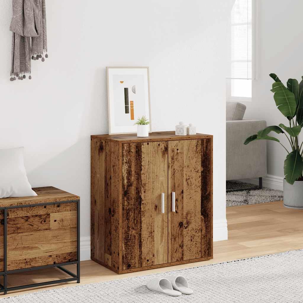 Rangement chaussures bois vieilli 5 compartiments pour optimiser un petit couloir étroit