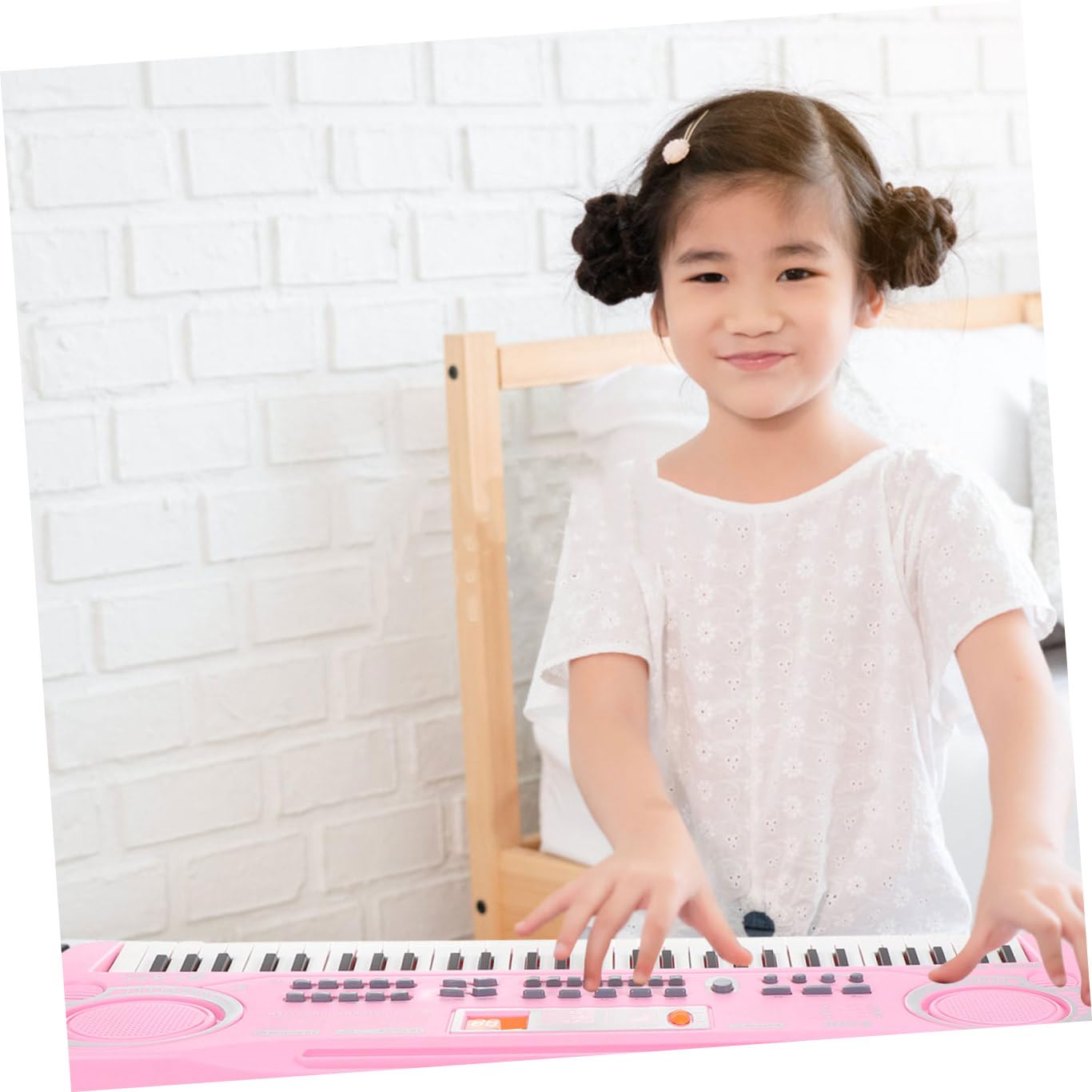 Juguete de Piano Electrónico de Simulación 61 Teclas Rosa para Niños