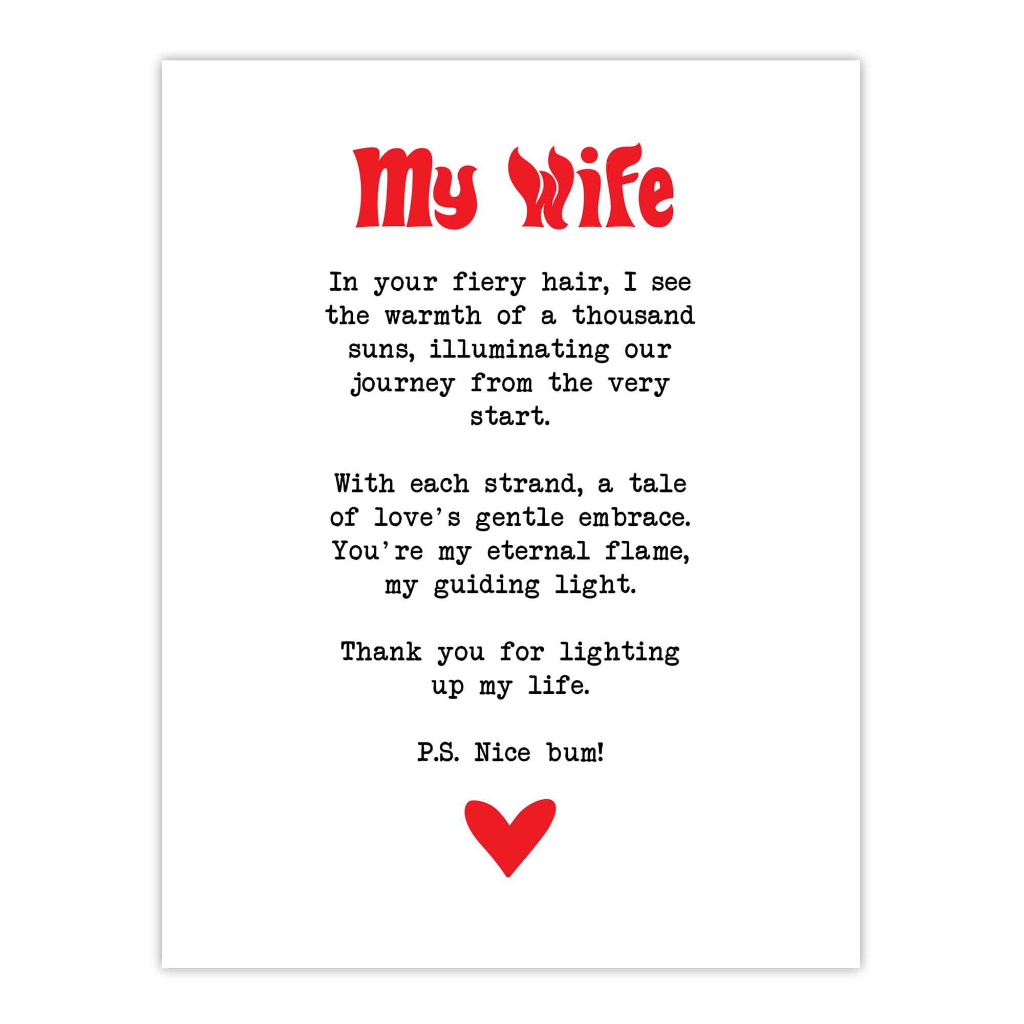 Artery8 Love Poem Ginger Wife Romantic Funny Bedroom Large Wall Art Poster Print Thick Paper 18X24 Inch