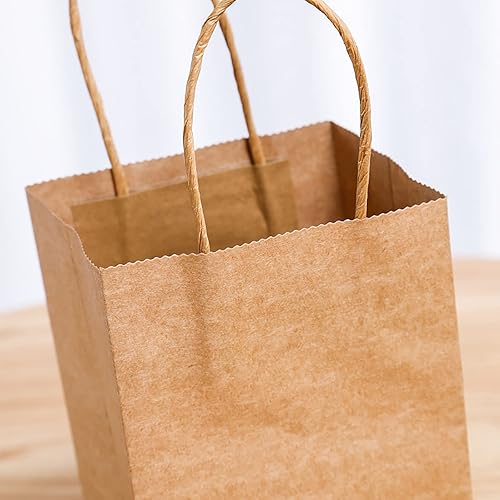 Miniatura 7 de WUWEOT Paquete de 50 bolsas de papel kraft, 5.4 x 3.3 x 13 pulgadas, bolsas reciclables de vino marrón, bolsas de regalo de papel, bolsas de envío