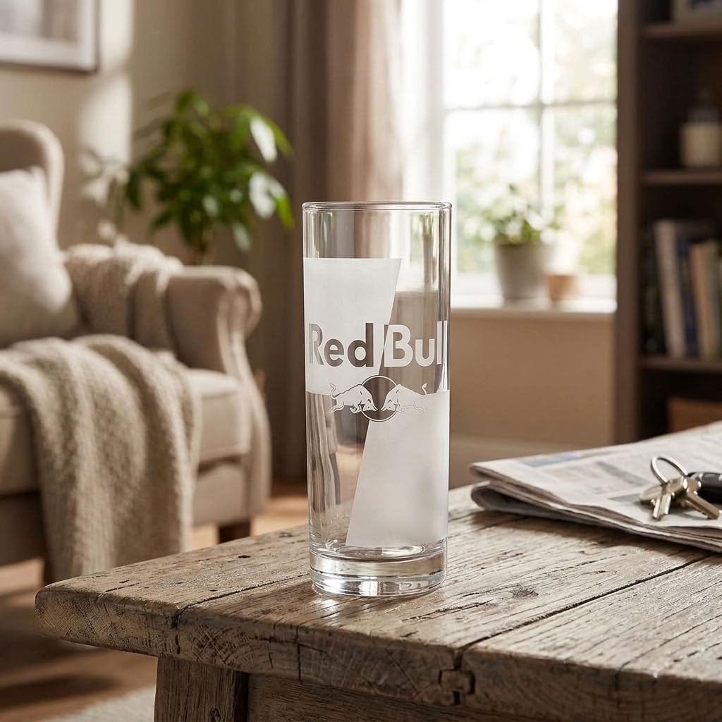 Red Bull Glas im Dosen-Design, Merch Geschenkset (für 220 ml) Küche, Haushalt & Wohnen