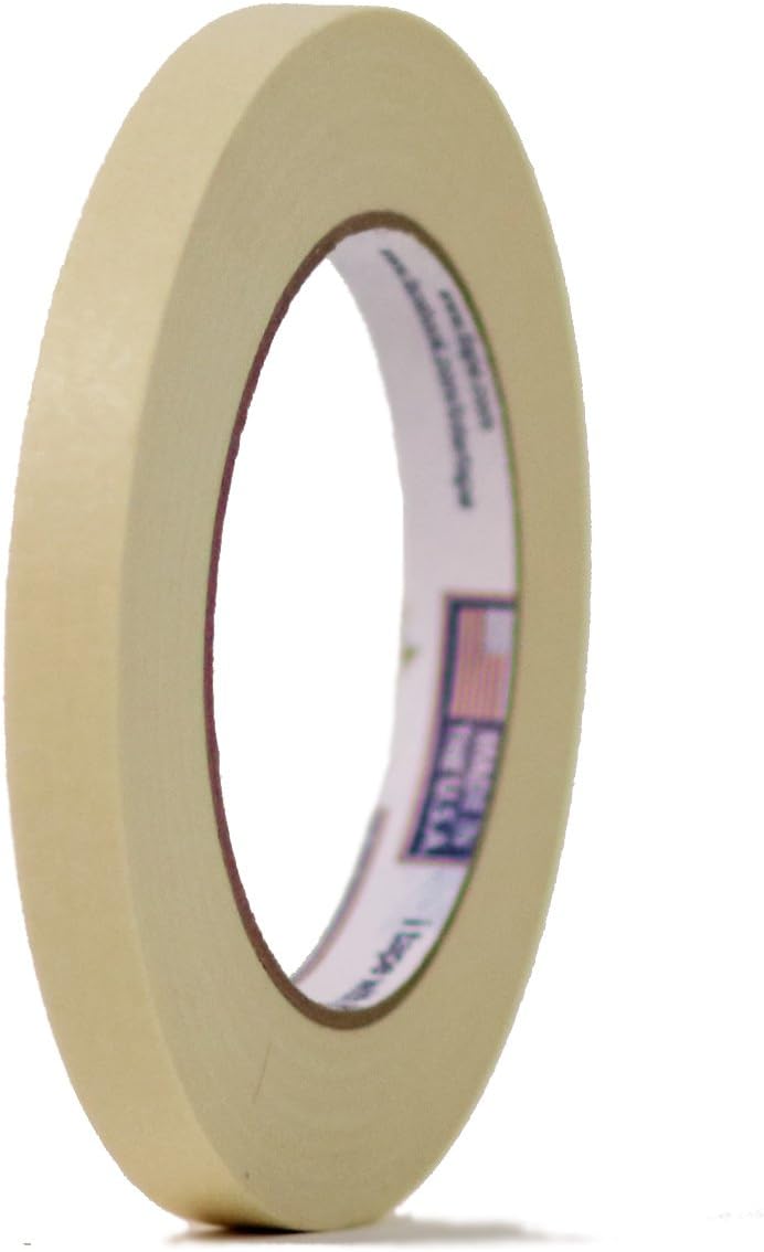 72 Rolls Professional Industrial Intertape 513 Utility Grade Paper Masking Tape - 1/2 Inch X 60 Yards - Natural Beige Color - 72 Rolls per Case