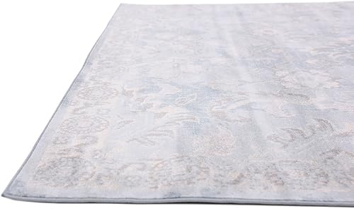 Miniatura 11 de Unique Loom Paris Collection - Alfombra tradicional envejecida en tonos pastel azul claro (5 pies x 8 pies)