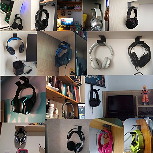 MeetRade Headset Headphone Hanger Hook Underdesk Wall Sticker On Earphone Stander for Home Office (Under Desk Black) - Image 3
