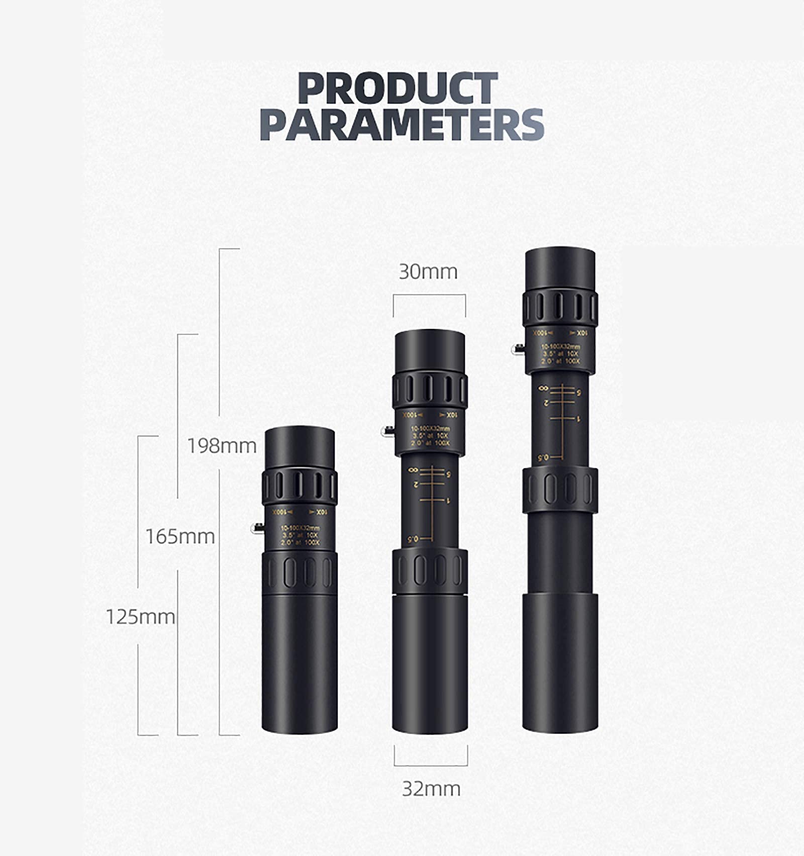Télescope monoculaire Zoom téléobjectif Cadeau, Jumelles 10-100X32Mm pour Adultes, monoculaire de Vision Nocturne à Faible luminosité avec trépied pour Smartphone pour l'observation des Oiseaux