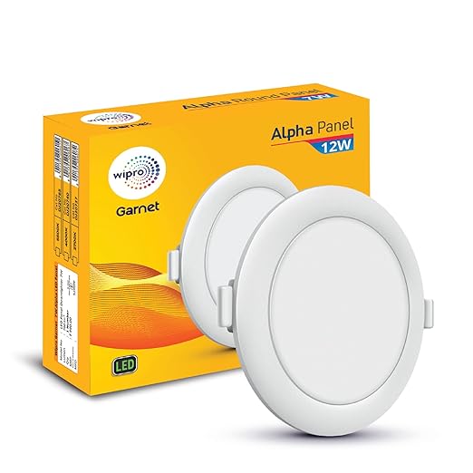 wipro Garnet 12W Round Led Alpha Panel | Neutral White Light (4000K) | Recessed Down Light for False Ceiling | Cutout - 110Mm | Pack of 1,