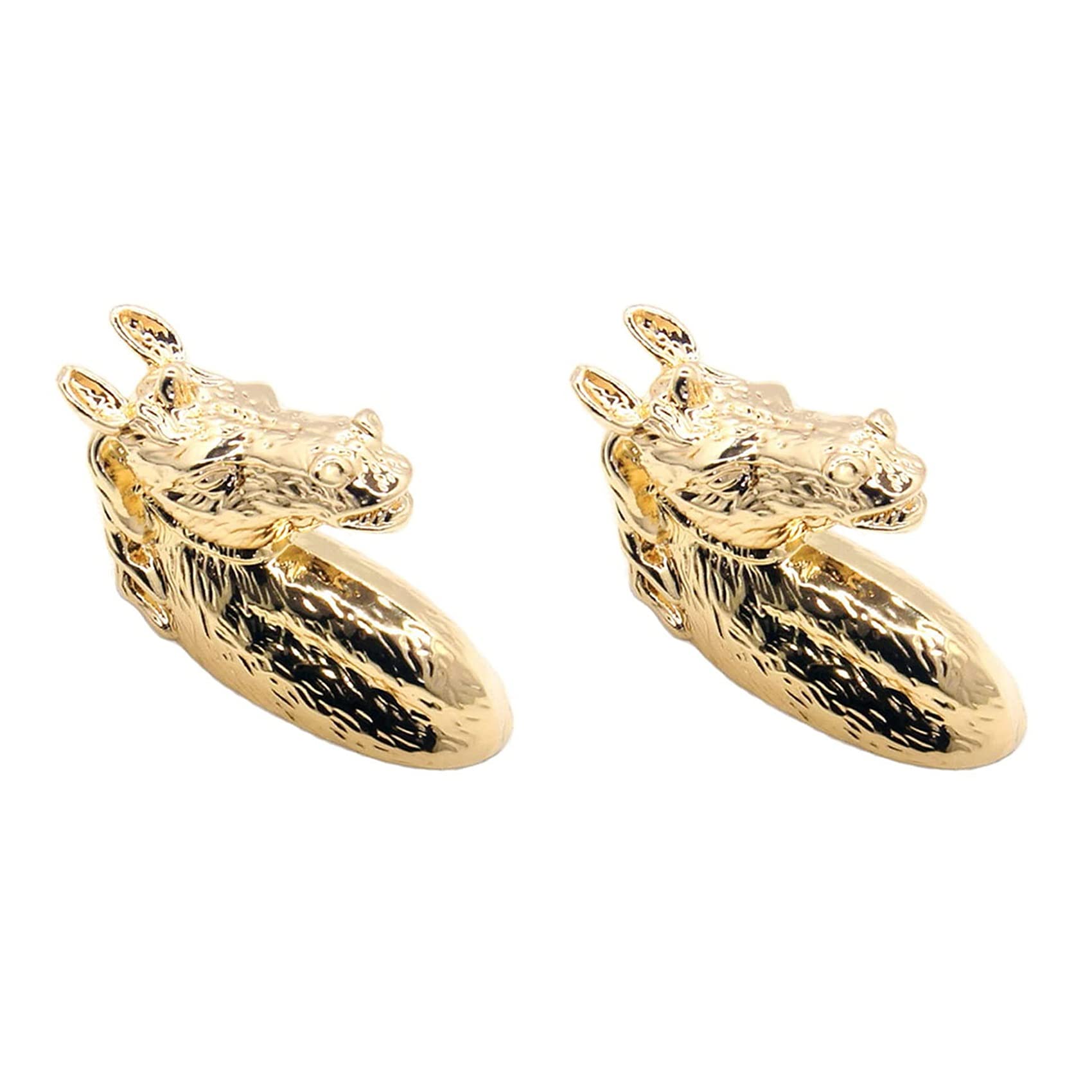 FTEYJEUIOTY 2PCS Antique Door Handles Animal Handle Horse Zinc Alloy Cabinet Handle Knob with Screws (Golden)