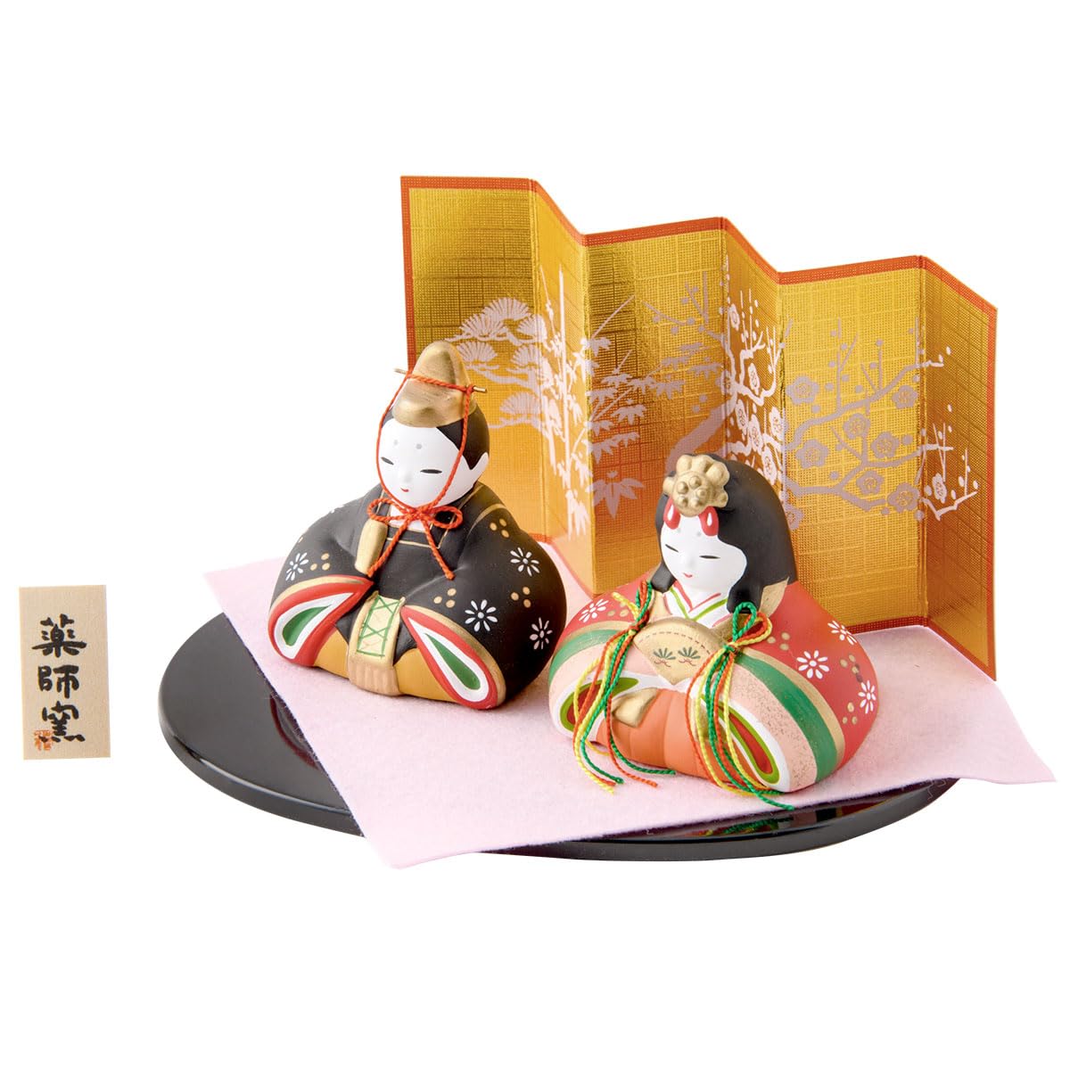Smile Hina Dolls, Mini Imperial Prince Decoration, Cotton Saika Miyabi Hinama, Ceramic with Pink Hair Clip, Made in Japan : Toys & Games