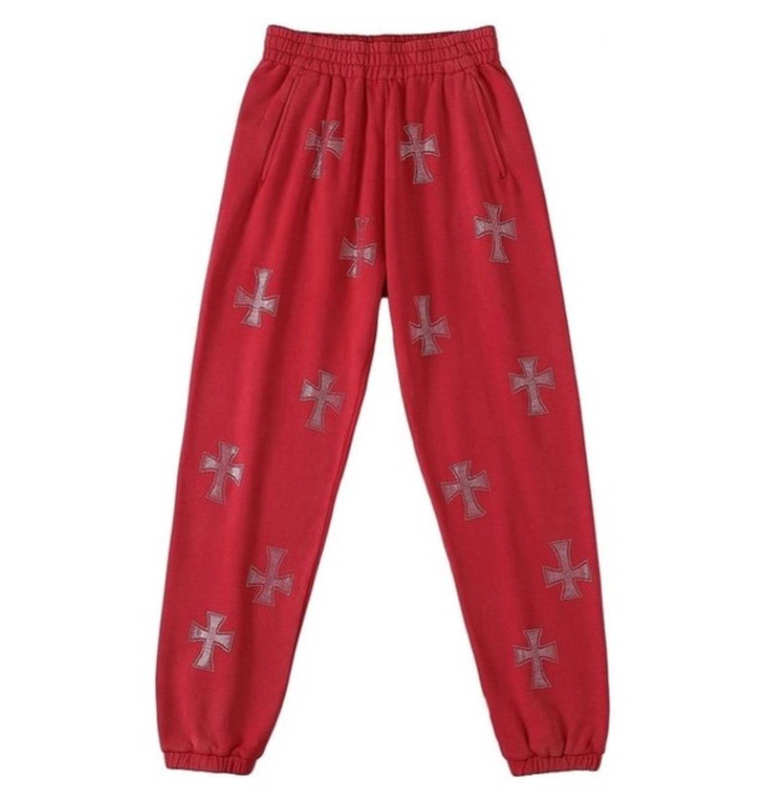 CHOUX Fashion Gothic Black Sports Women's Pants Suit Women's Plus Size Pants Harajuku Jogger Pants Loose-S,Red