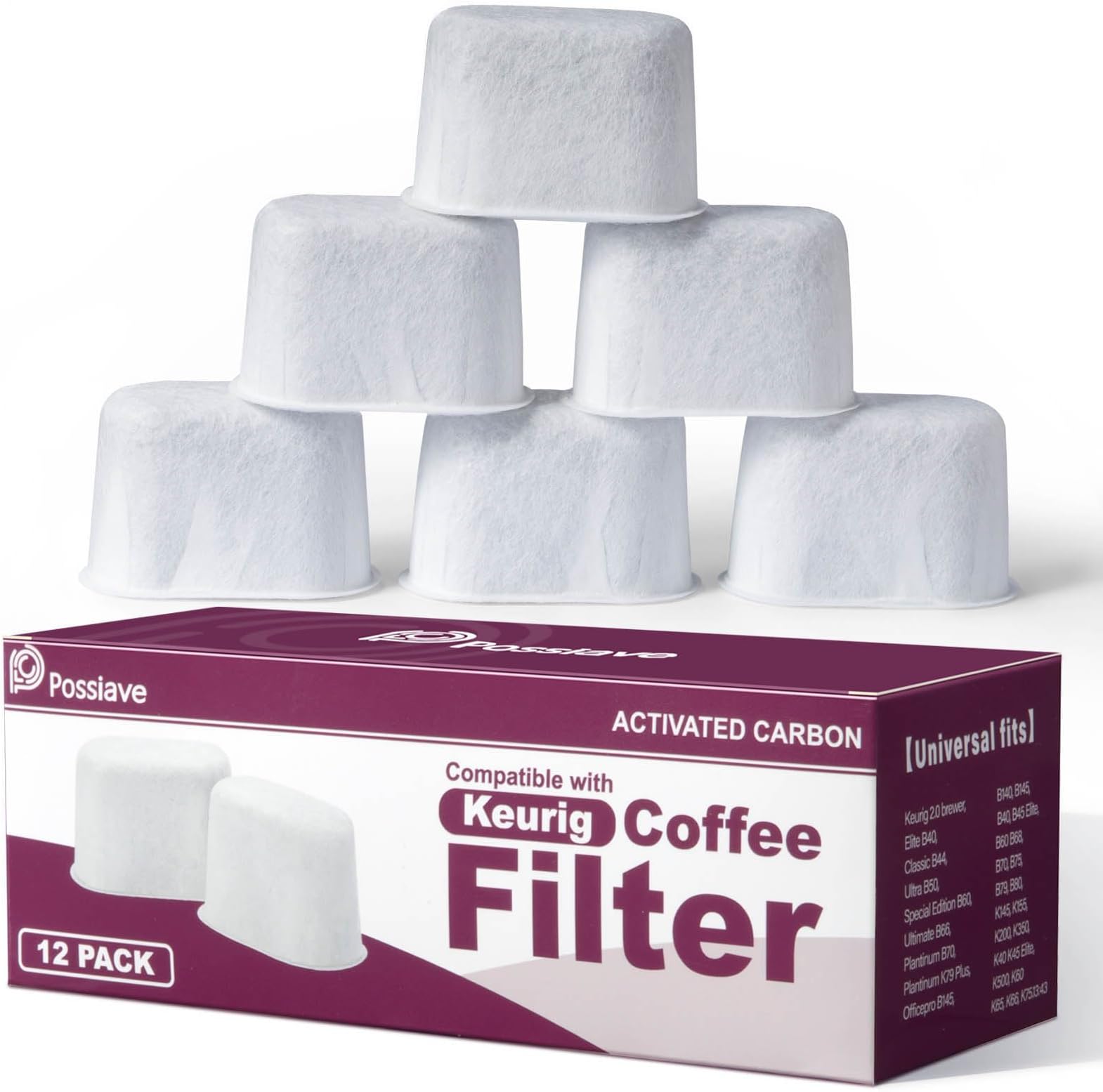 Possiave 12 Pack Water Filters Replacement for Keurig Coffee Maker- Universal for Keurig Espresso Accessories