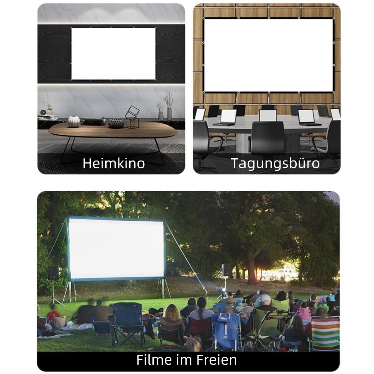 Leinwand Beamer 150 Zoll | 16:9 HD Faltbare Beamer Leinwand Outdoor | Dickerer, Lichtdichterer Projektor Leinwände | Knitterfrei und Leicht zu Tragen - Besonders Geeignet für Outdoor, Camping, Zuhause
