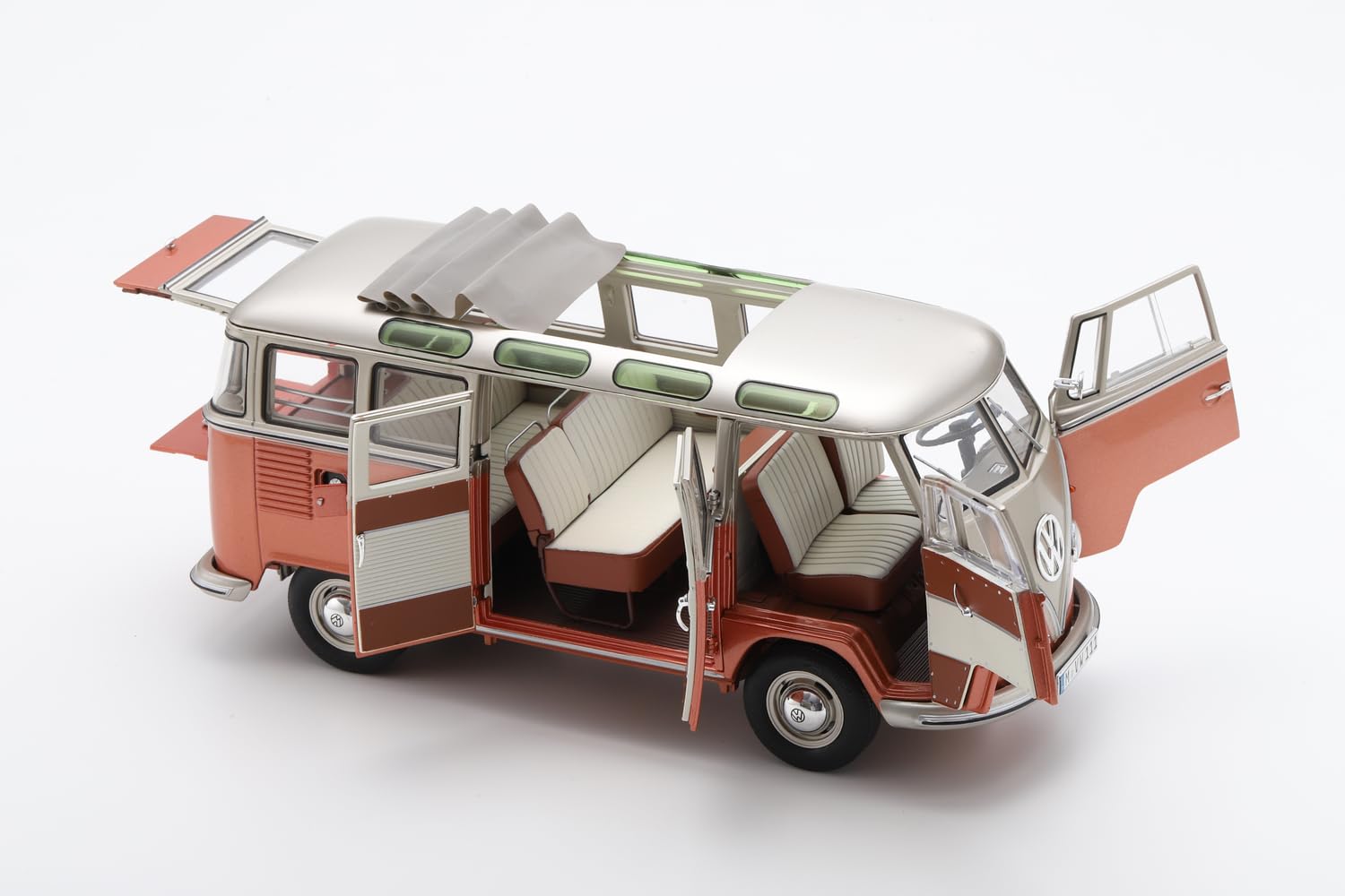 Schuco 1:18 VW T1 Camper Orange/Weiß Dach DC - Hochwertiges Diecast Modellauto im Maßstab 1:18, Modellauto, 1:18, Auto, Sammlermodell